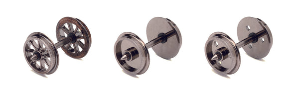 Hornby R8097 12.6mm Diameter Metal 3 Hole Disc Wheel/Axle Set (Quantity 10) OO Gauge