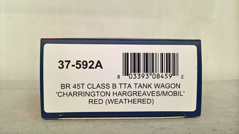 Bachmann 37-592A BR 45T Class B TTA Tank Wagon 'Charrington Hargreaves/Mobil' Red Weathered OO Gauge