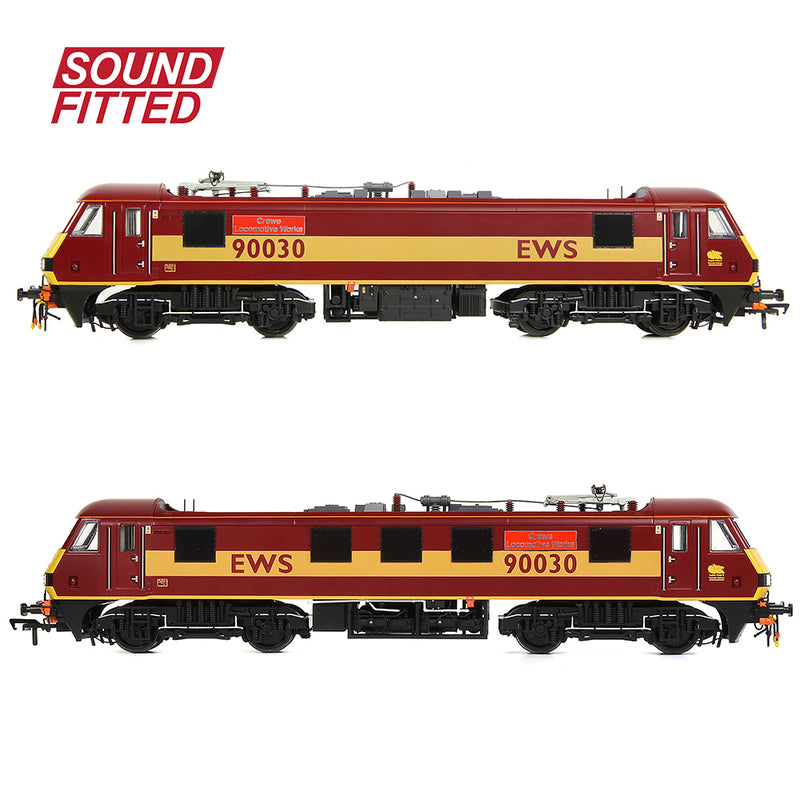 Bachmann 32-619SF Class 90 90030 'Crewe Locomotive Works' EWS Sound Fitted OO Gauge