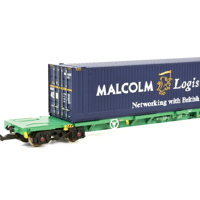 Graham Farish 377-353A Intermodal Bogie Wagons With Two 45FT Containers ' Malcolm Logistics' N Gauge