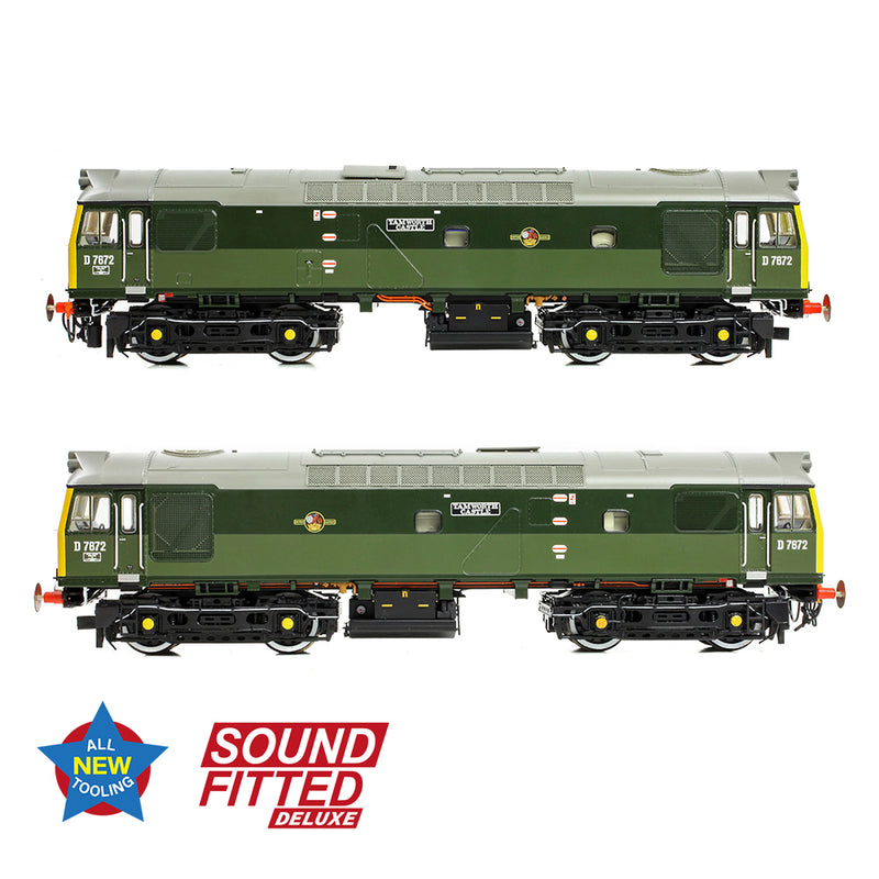 Bachmann 32-334SFX Class 25/3 D7672 'Tamworth Castle' BR Two-Tone Green (Full Yellow Ends) DCC Sound Fitted Deluxe OO Gauge