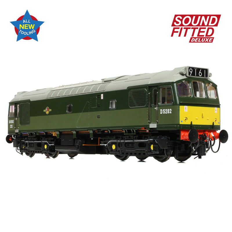 Bachmann 32-341SFX Class 25/2 D5282 BR Two-Tone Green (Small Yellow Panels) DCC Sound Fitted Deluxe OO Gauge