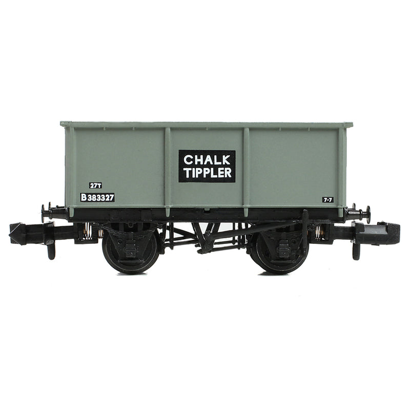 Graham Farish 377-276C BR 27T Steel Tippler Wagon BR Grey 'Chalk' No.B383327 N-Gauge