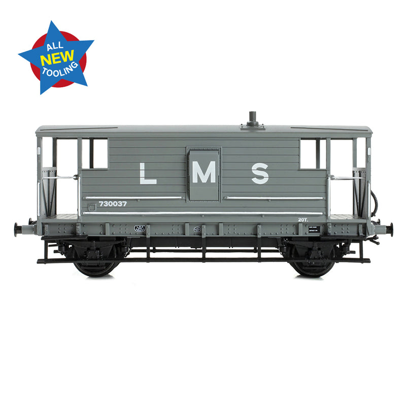 Bachmann 38-975 LMS 20T Brake Van LMS Grey OO Gauge