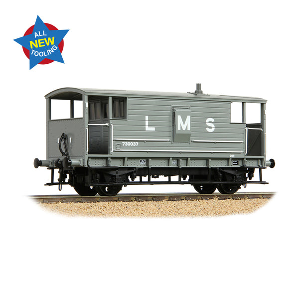 Bachmann 38-975 LMS 20T Brake Van LMS Grey OO Gauge
