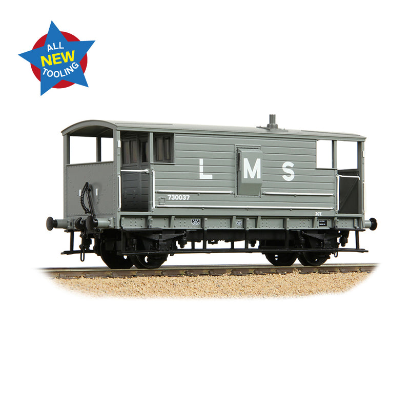 Bachmann 38-975 LMS 20T Brake Van LMS Grey OO Gauge