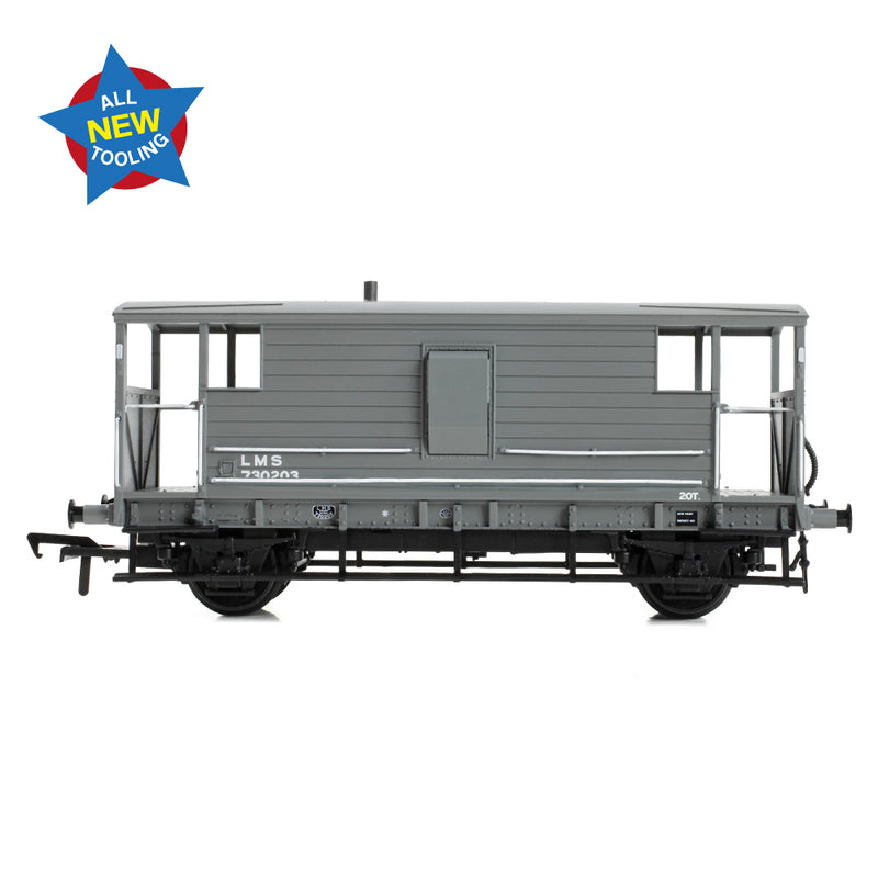Bachmann 38-976 LMS 20T Brake Van LMS Grey (small letters) OO Gauge