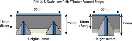 Metcalfe PN190 N Scale Low Relief Timber Framed Shops