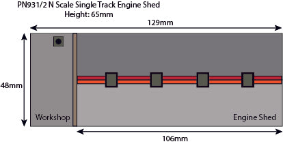 Metcalfe PN931 N Scale Red Brick Single Track Engine Shed