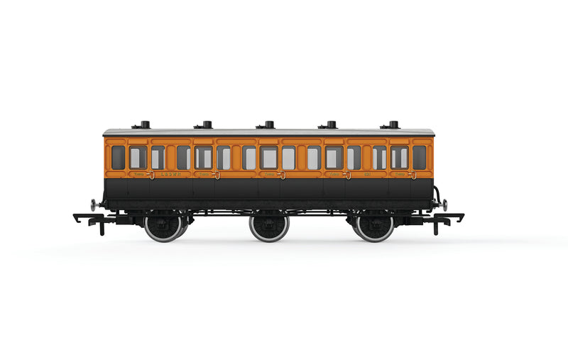 Hornby R40291 LSWR, 6 Wheel Coach, 3rd Class, 821