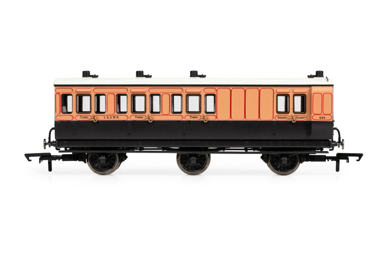 Hornby R40293 LSWR, 6 Wheel Coach, 3rd Class, 648