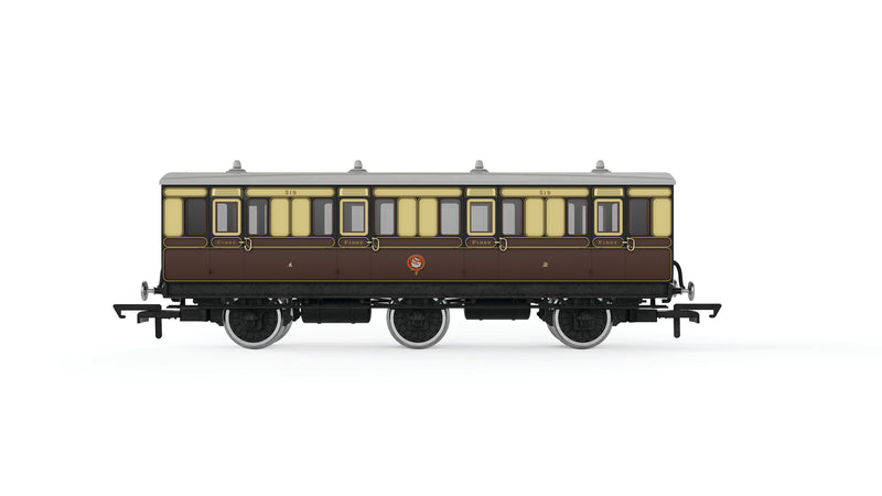 Hornby R40304 GWR, 6 Wheel Coach, 1st Class, 519
