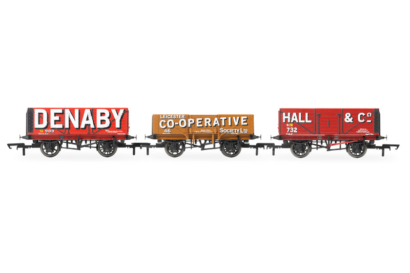 Hornby R60104 (Pack of 3) Plank Wagons 'Denaby' OO Gauge