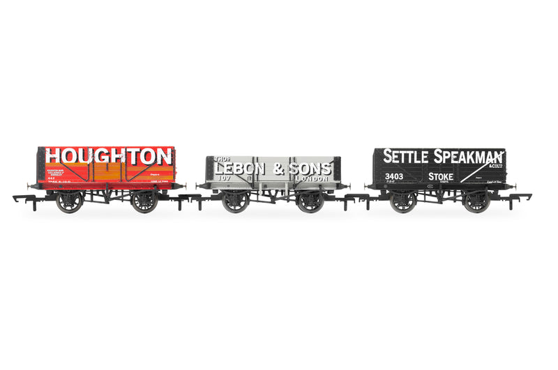 Hornby R60116 (Pack of 3) Plank Wagons 'Houghton', 'Thos Lebon', 'Settle Speakman' OO Gauge