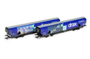 Hornby R60177A (Pack of 2) Drax Northern Powerhouse Biomass Wagon No.83700698083-8, No.83700698158-8 OO Gauge