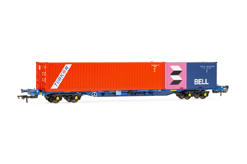 Hornby R60224 Touax KFA Wagon 'Turkon' 40FT & 'Bell' 20FT Containers OO Gauge