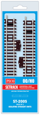 Peco Setrack ST-2005 Pack Of 2 Isolating Straight Units, Code 100, OO Gauge