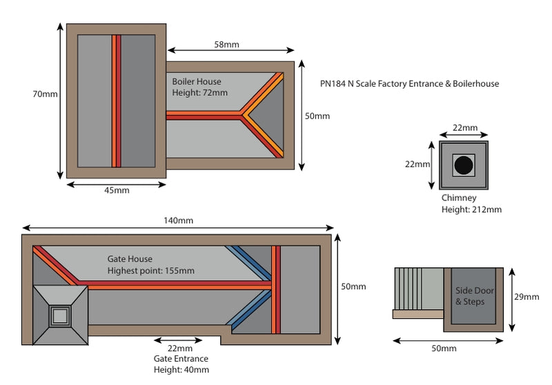 Metcalfe PN184 N Scale Boilerhouse & Factory Entrance