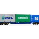 Hornby TT6032 TOAUX KFA Container Wagon with 3x20' Containers (TT:120)