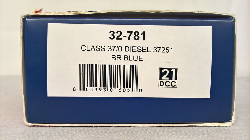 Bachmann 32-781 Class 37/0 Diesel 37251 BR Blue DCC Ready OO Gauge Pre-Owned