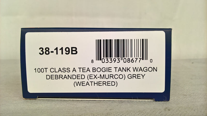 Bachmann 38-119B 100T Class A Tea Bogie Tank Wagon Debranded (Ex-Murco) Grey Weathered OO Gauge