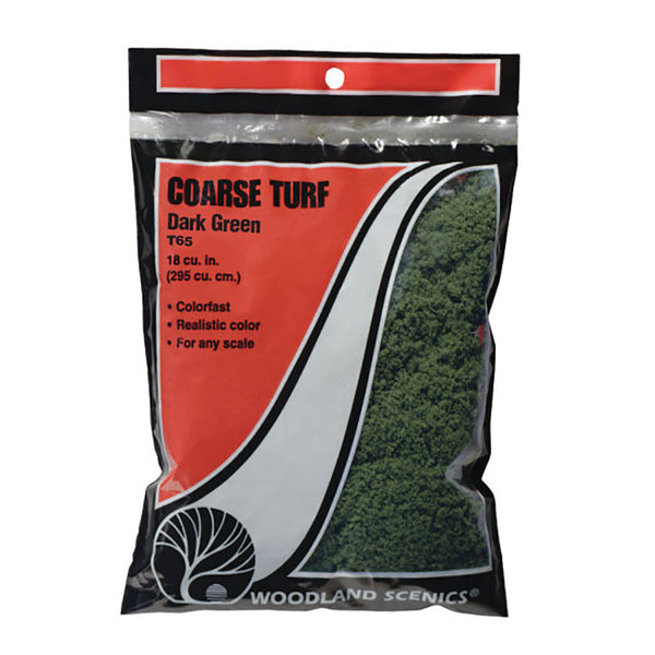 Woodland Scenics T65 Coarse Turf, Dark Green, Bag