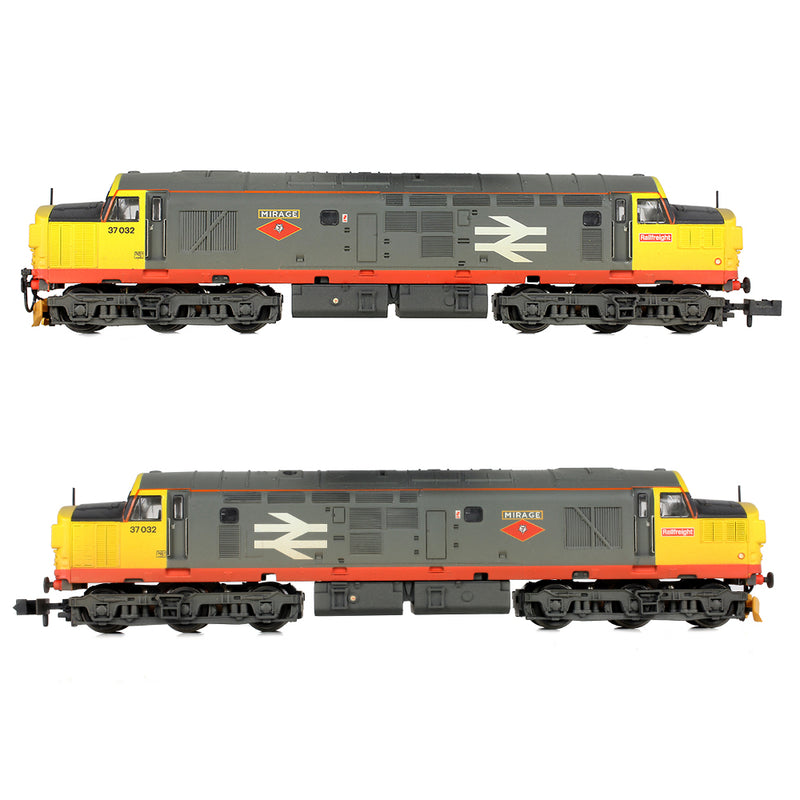 Graham Farish 371-474 Class 37/0 37032 'Mirage' BR Railfreight Red Stripe (Weathered) DCC Ready N Gauge