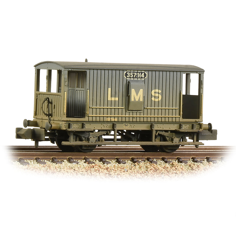 Graham Farish 377-750A MR 20 Ton Brake Van LMS Grey (Weathered) N Gauge