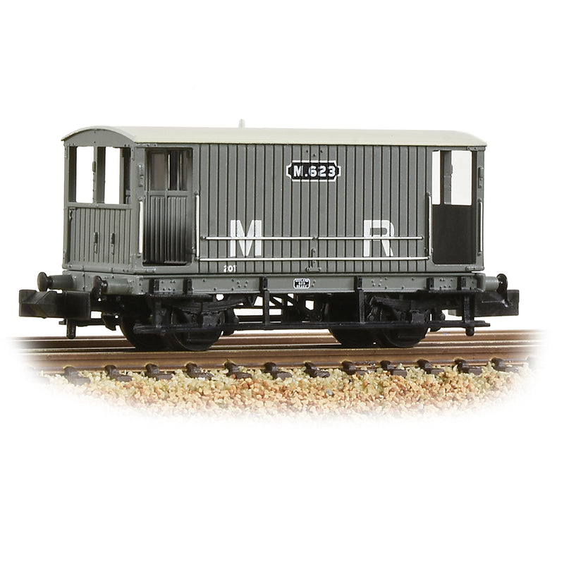 Graham Farish 377-753 MR 20 Ton Brake Van Midland Railway Grey N Gauge