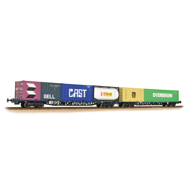 Bachmann 38-627 FGA Freightliner Wagons (X2) BR Blue With Maritime Containers OO Gauge