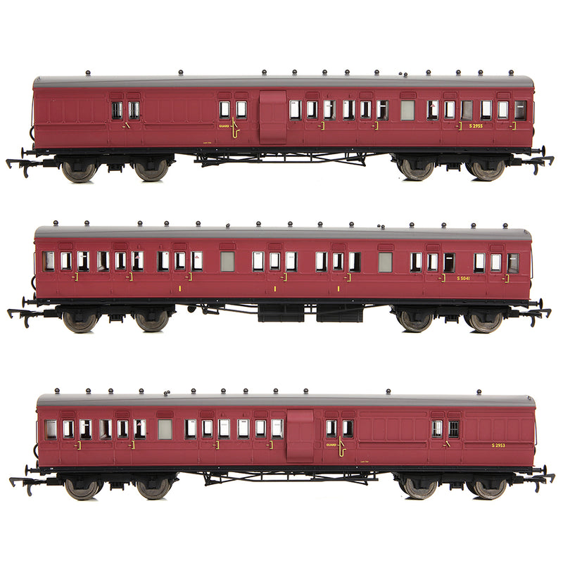 EFE Rail E86014 LSWR Cross Country 3-Coach Pack BR Crimson OO Gauge